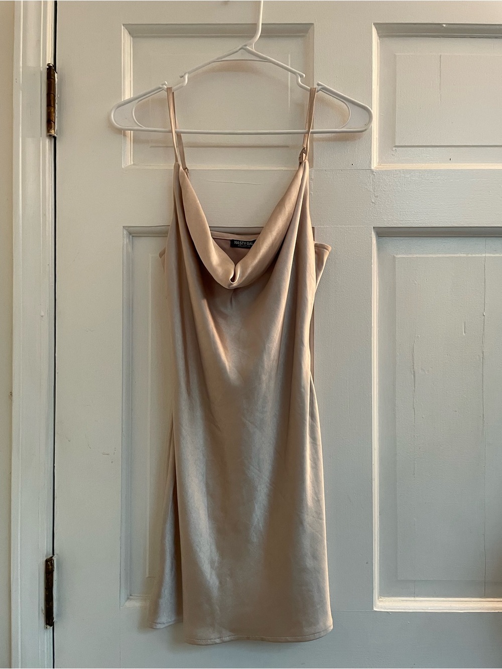 Nasty Gal Satin Cowl Slip Dress in Champagne
